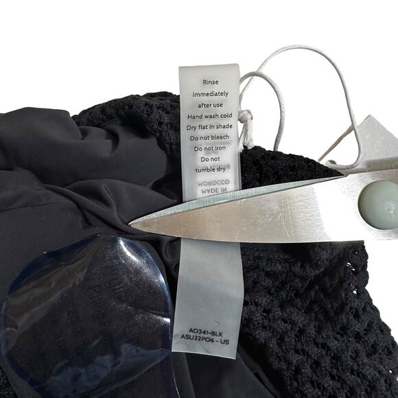 NWT Andie Swim X Demi Moore The Tropez One Piece Crochet Swimsuit Black Size XL - Picture 9 of 11